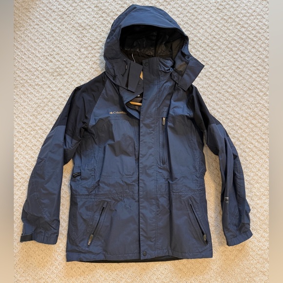 Columbia titanium waterproof Interchange Tech jacket coat hood men’s M blue